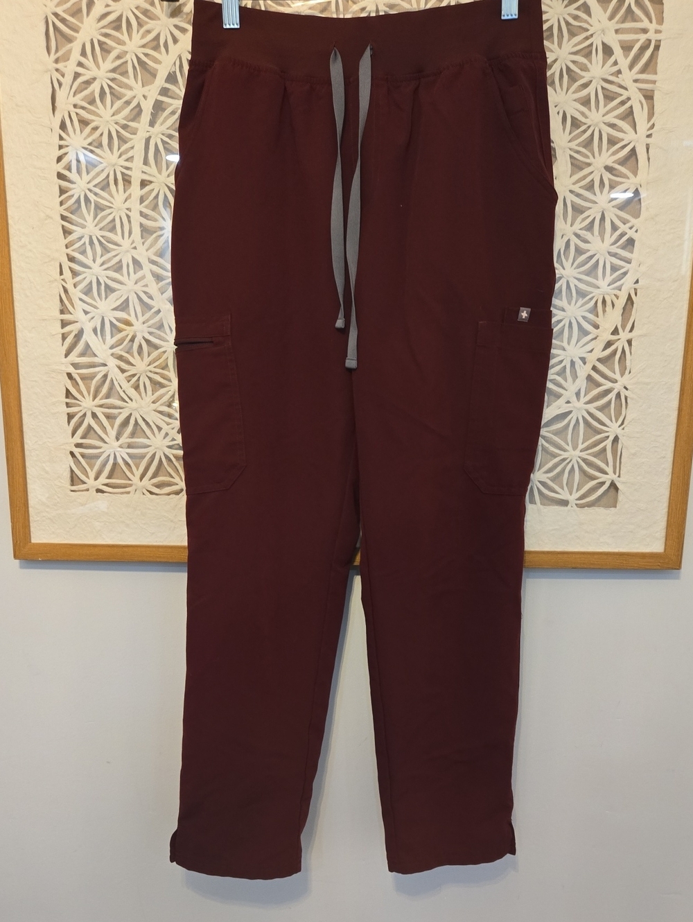 FIGS Yola High Waisted Scrub Pants Burgundy Medium Petite MP Medical Dental